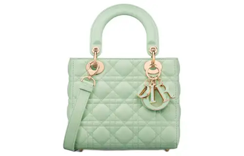 DIOR Lady Dior Cannage Lambskin Handbag, Shoulder Bag, Crossbody Bag, Handbag Small Women's Light Mint Color
