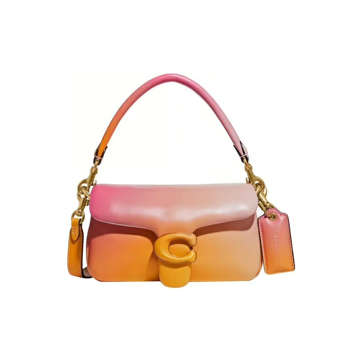 COACH Pillow Leather Shoulder Bag Women's Pink & Orange