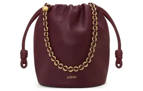 LOEWE Flamenco Sheepskin Bucket Bag, Handbag, Shoulder Bag, Crossbody Bag Women's Dark Burgundy Red