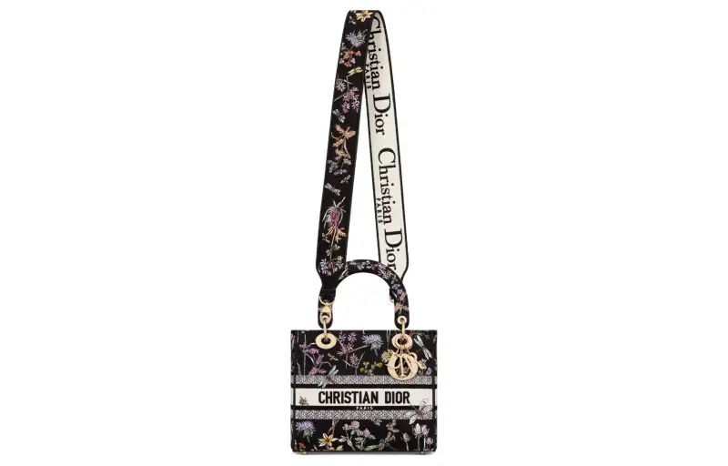 DIOR Embroidery Shoulder Bag, Crossbody Bag, Handbag Medium Women's Black & Multicolor