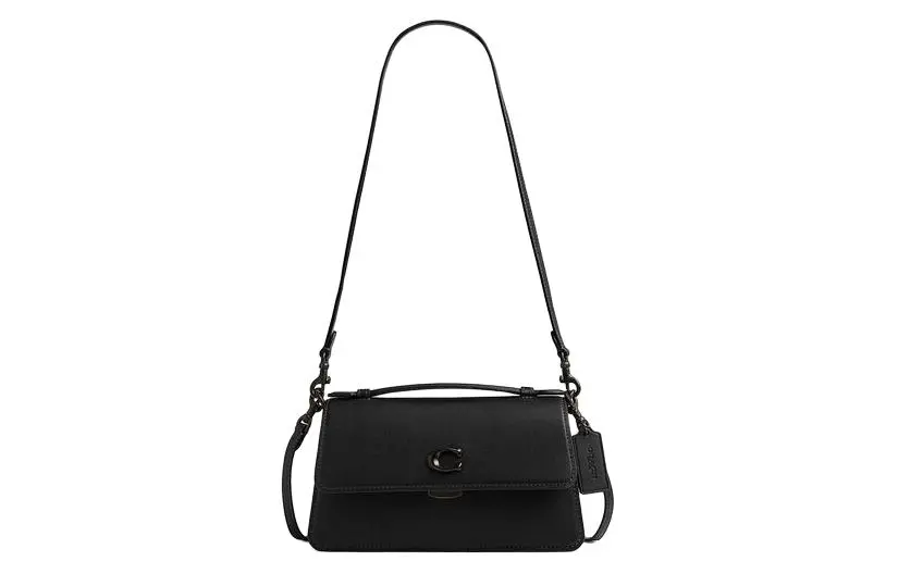 COACH JUNO Glove Tanned Leather Handbag, Shoulder Bag Medium Women's Matte Black