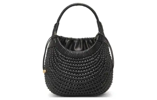 LOEWE Calfskin Woven Bag One Shoulder Crossbody Handheld Women's Black