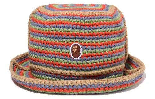 A BATHING APE Patterned Print Linen Beanies Women's Multicolor