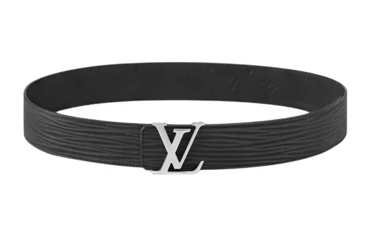 LOUIS VUITTON Initiales Leather Brass Leather Belts Unisex Black Width 4cm