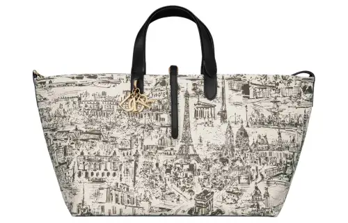 DIOR Canvas One Shoulder Handbag Large Women's Latte & Black