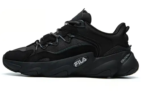 FILA Fila HERITAGE RUNNING Retro Fashion Versatile Synthetic Leather Low-top Casual Running Shoes Women's Black