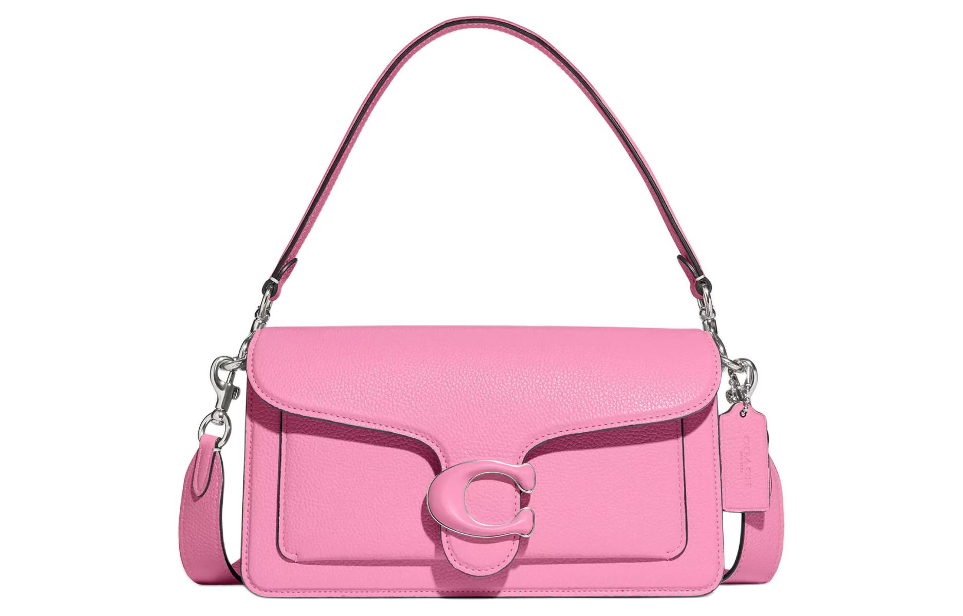 COACH Tabby Leather Hobo Bag, Portable Crossbody Bag, Shoulder Bag Medium Women's Bright Pink