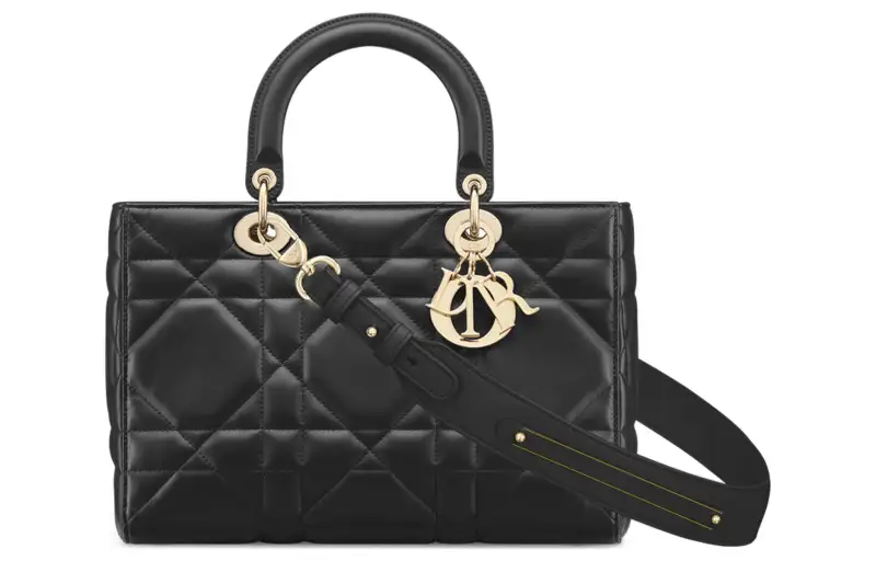 DIOR Calfskin Shoulder Bag, Crossbody Bag, Handbag Medium Women's Black