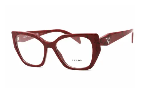 PRADA Plastic Irregular Shape Eyeglass Frames Women's Red