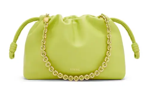 LOEWE Flamenco Napa Lambskin One Shoulder Crossbody Clutch Women's Fennel