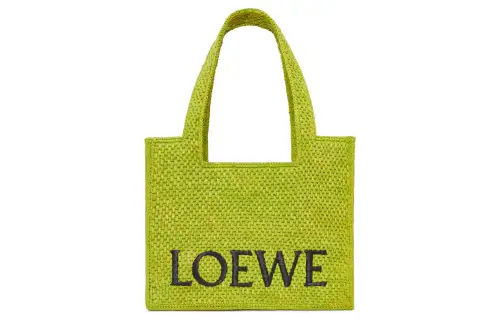 LOEWE Font Tote Raffia Shoulder Bag, Crossbody Bag, Handbag Medium Women's Pasture Green