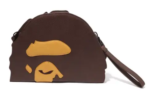 A BATHING APE Synthetic Leather Handbag, Shoulder Bag Men's Brown