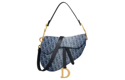 DIOR Saddle Jacquard Denim Saddle Bag, Shoulder Bag, Crossbody Bag, Handbag Women's Blue