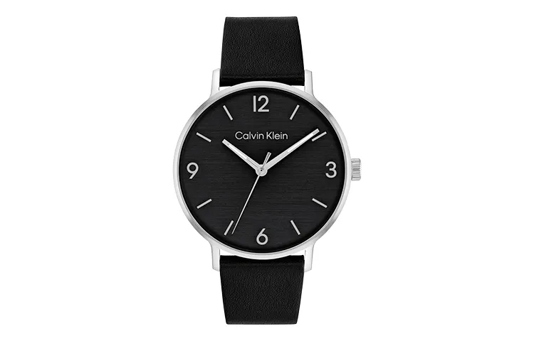 CALVIN KLEIN Wrist Watches Quartz Movement Leather Strap Black Dial Men's Watches
