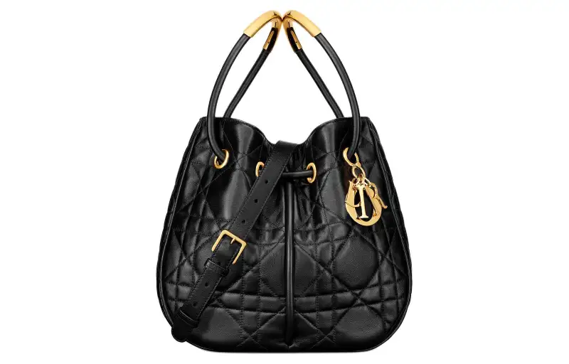 DIOR Lambskin Shoulder Bag, Crossbody Bag Medium Women's Black