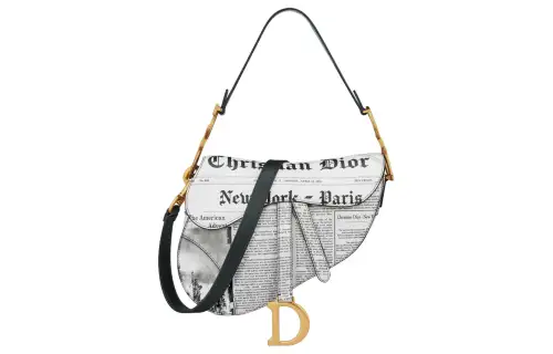 DIOR Saddle Calfskin Saddle Bag, Shoulder Bag, Crossbody Bag, Handbag Women's White & Black