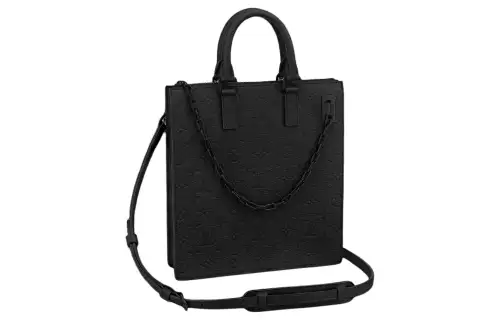 LOUIS VUITTON Sac Plat Taurillon Monogram Leather Shoulder Bag, Crossbody Bag, Handbag Unisex Black