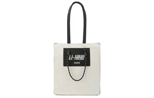 Li Ning Fabric Tote Bag, Shopping Bag, Handbag, Shoulder Bag Regular Unisex White
