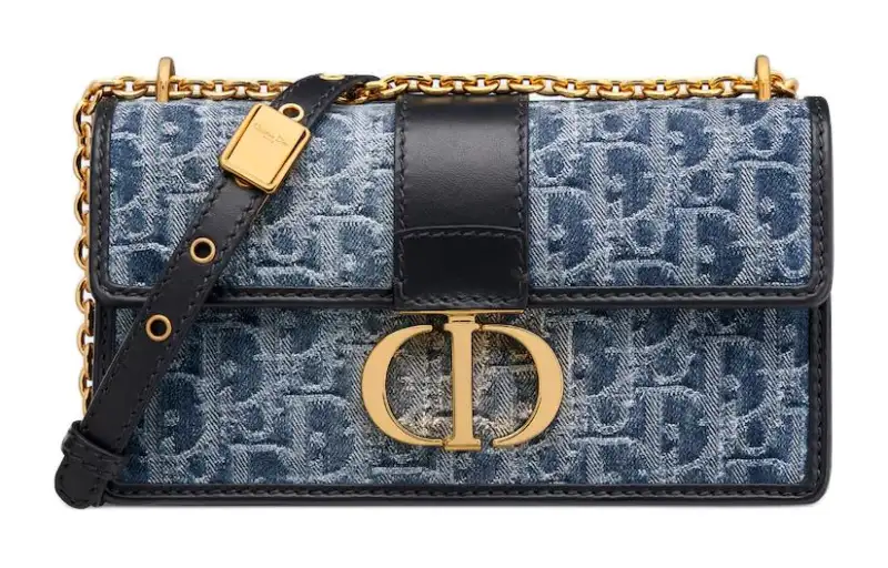 DIOR 30 Montaigne East West Toile Jacquard Denim Shoulder Bag, Crossbody Bag Women's Blue