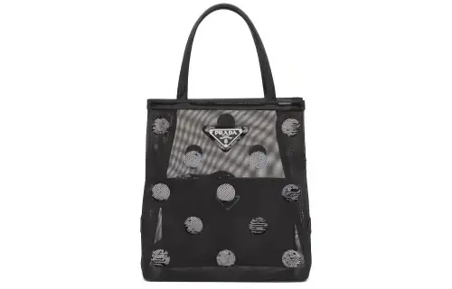 PRADA Leather Tote Bag, Shopping Bag, Combo Bag, One Shoulder Handbag Small Women's Black