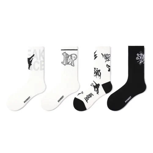 Primeet Antibacterial trend basketball high boots with letters, knee socks, set, for running, men's style