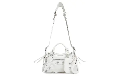 Balenciaga Neo Cagole Arena Lambskin Handbag, Crossbody Bag, Shoulder Bag Women's White