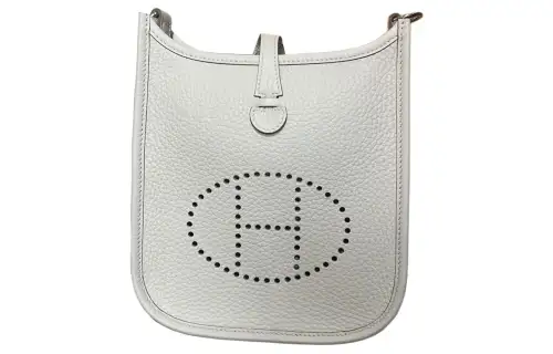 HERMES Evelyne Clemence Calfskin Crossbody Bag, Shoulder Bag 16 Women's 8L Beton Glacier White/Concrete Gray