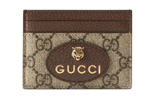 GUCCI Neo Vintage Canvas With Leather Card Holder Card Holder Unisex Ebony & Brown