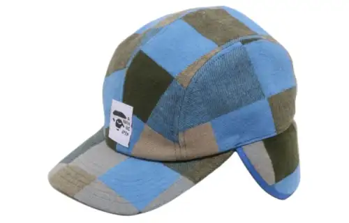 A BATHING APE Cotton Trapper Hats Men's Blue/Brown