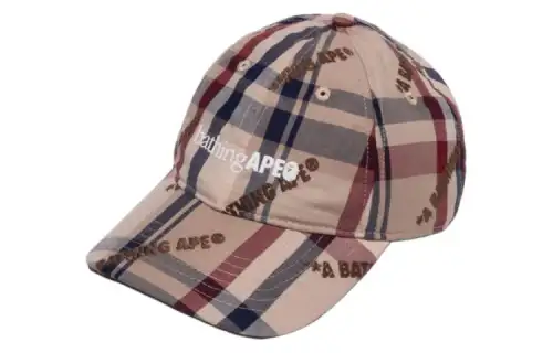 Bape A BATHING APE Logo Check Pattern Cap