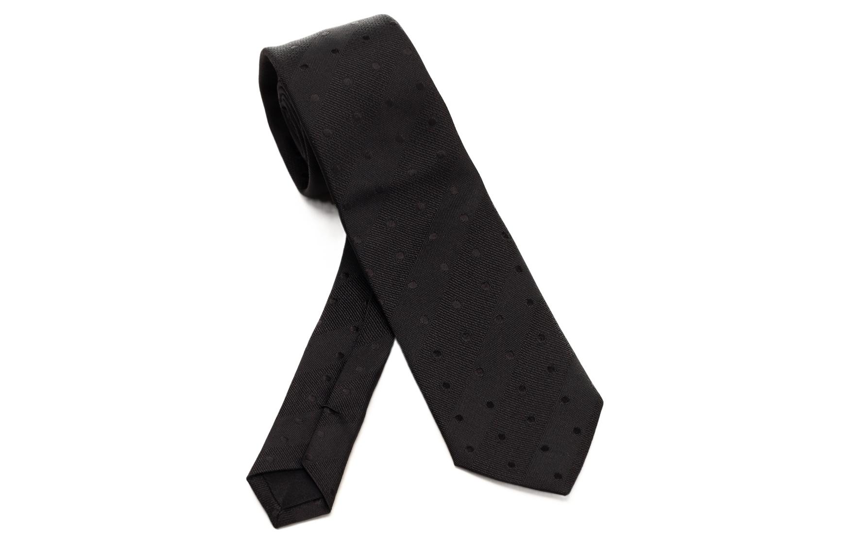 SAINT LAURENT Polka-dot Striped Silk Tie