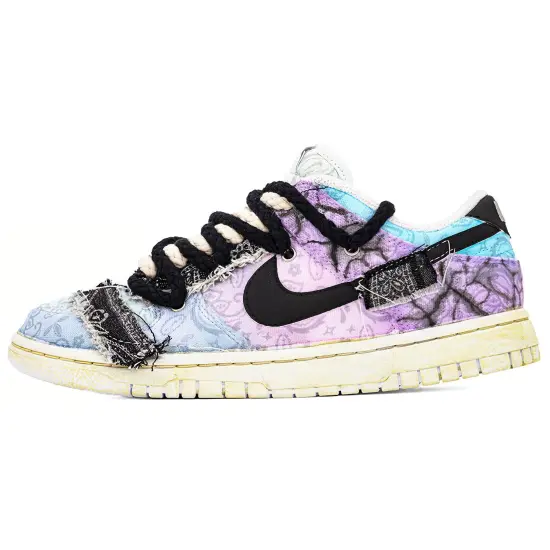 Nike Dunk Skateboarding Shoes Women's Low-top Blue/pink/purple