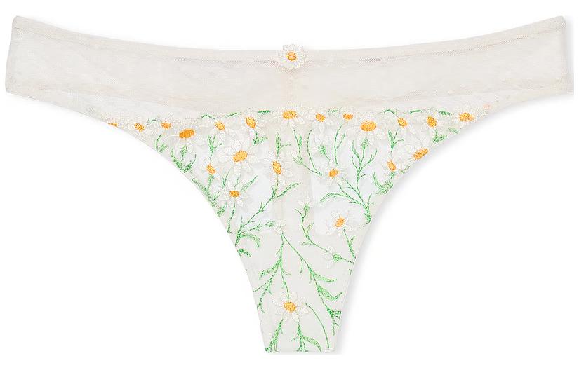 Женские трусы Victoria's Secret (белые с вышивкой)