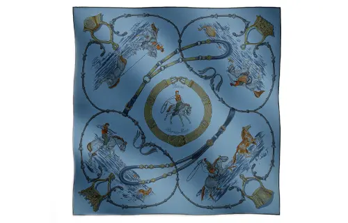 HERMES Silk Scarves Women's Blue