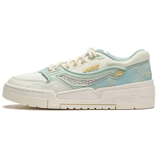 LINING 001 BTC Skateboard Shoes Women's Low-Top Ivory/Light Turquoise