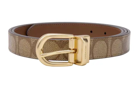 COACH Cow Leather Belts Women's Gold/Brown Width 2.5cm
