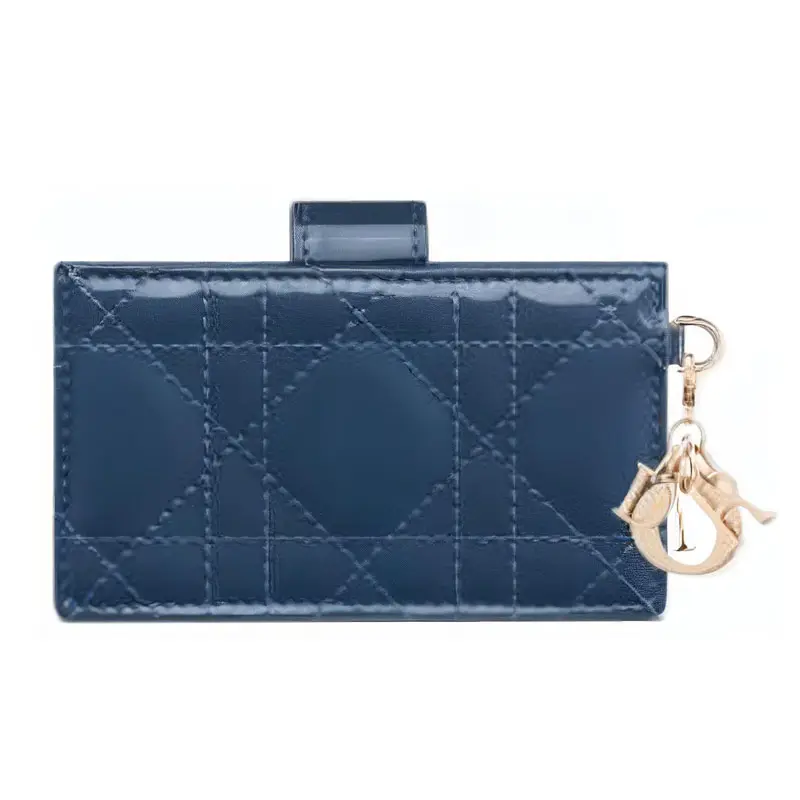 DIOR Lady Dior Patent Leather, Cow Leather Card Holder Card Holder Women's Blue