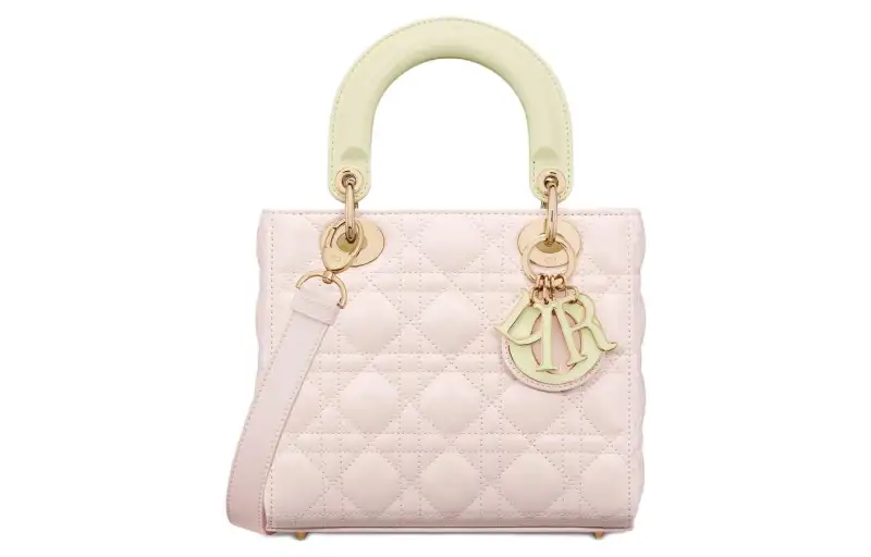 DIOR Lady Dior Wicker Pattern Sheepskin Handbag, Shoulder Bag, Crossbody Bag, Handbag Small Women's