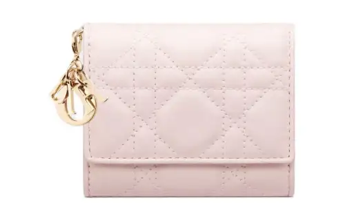 DIOR Lady Dior Lambskin Wallet Women's Light Pink