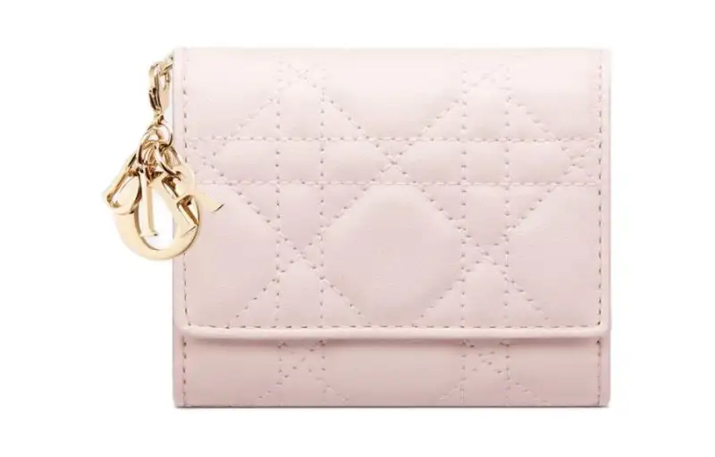 DIOR Lady Dior Lambskin Wallet Women's Light Pink