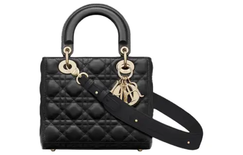 DIOR Lady Dior Cangrid Lambskin Handbag, Shoulder Bag, Crossbody Bag, Handbag Small Women's Black