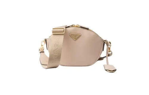 PRADA Leather Crossbody Bag, Shoulder Bag Women's Travertine