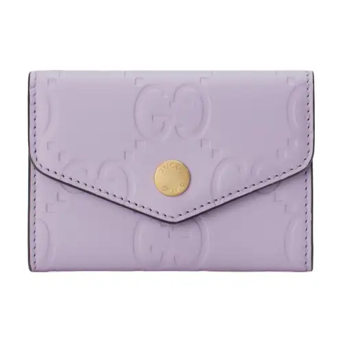 GUCCI Leather Card Holder Card Holder Women's Light Purple