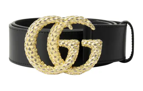 GUCCI GG Marmont Metal Leather Belts Women's Black Width 4cm