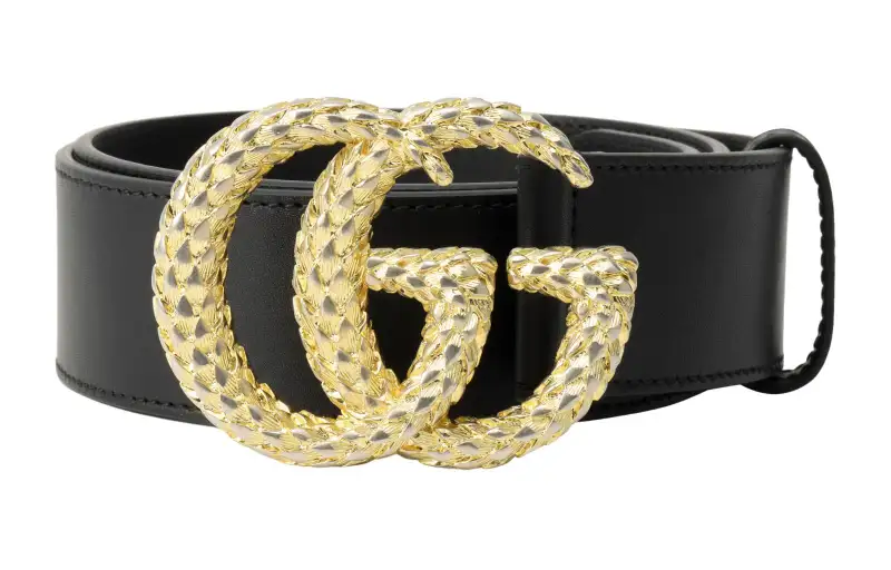 GUCCI GG Marmont Metal Leather Belts Women's Black Width 4cm