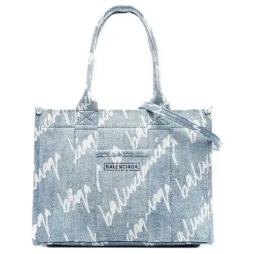 Balenciaga Denim Tote Bag, Shopping Bag, Shoulder Bag, Crossbody Bag, Handbag Women's Light Blue