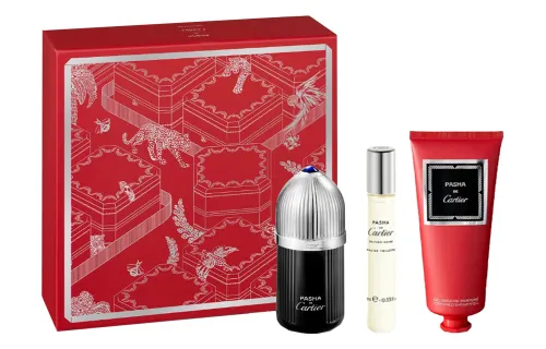 Cartier, black shower gel, spray, perfume, set, 100 ml, 10 ml, 100 ml