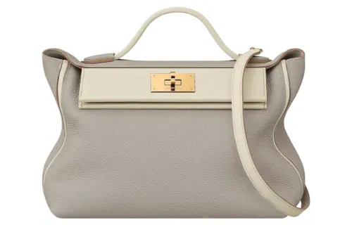 HERMES 24/24 Togo & Swift Calfskin Handbag, Shoulder Bag Women's Glacier White