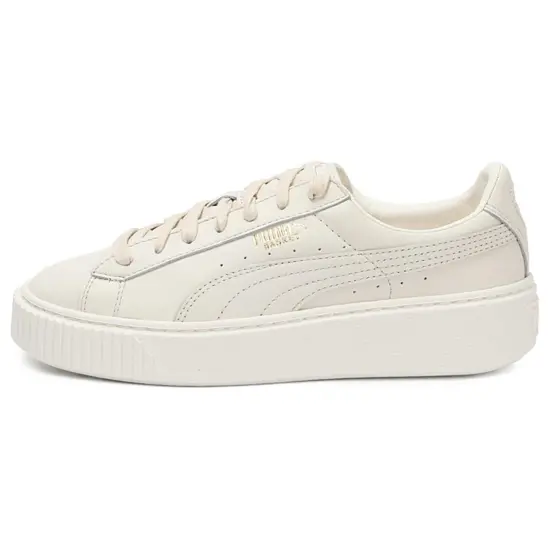 PUMA Basket Skateboarding Shoes Women's Low-top Beige/White/Pink