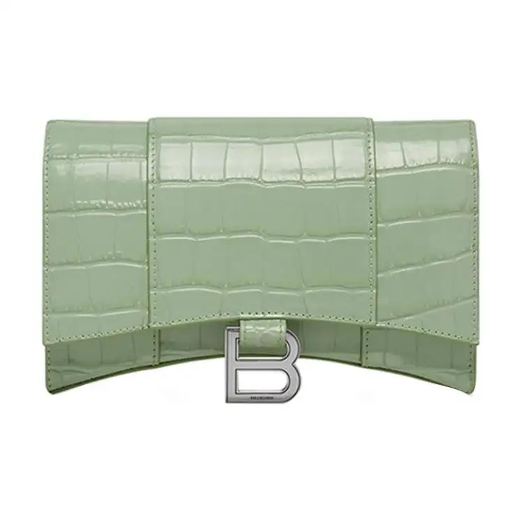 Balenciaga Hourglass Cow Leather Hourglass Bag, Shoulder Bag, Crossbody Bag, Wallet Small Women's Green